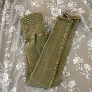 Olive Green Ribbed Women Jeans